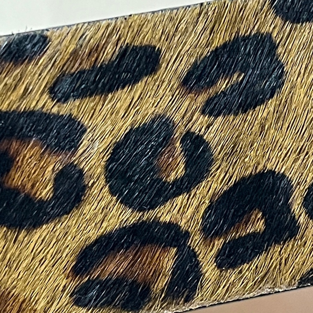 J. Crew Faux Fur Leopard Print Leather Belt w/ Gold Tone Buckle Women’s Medium - Picture 5 of 15